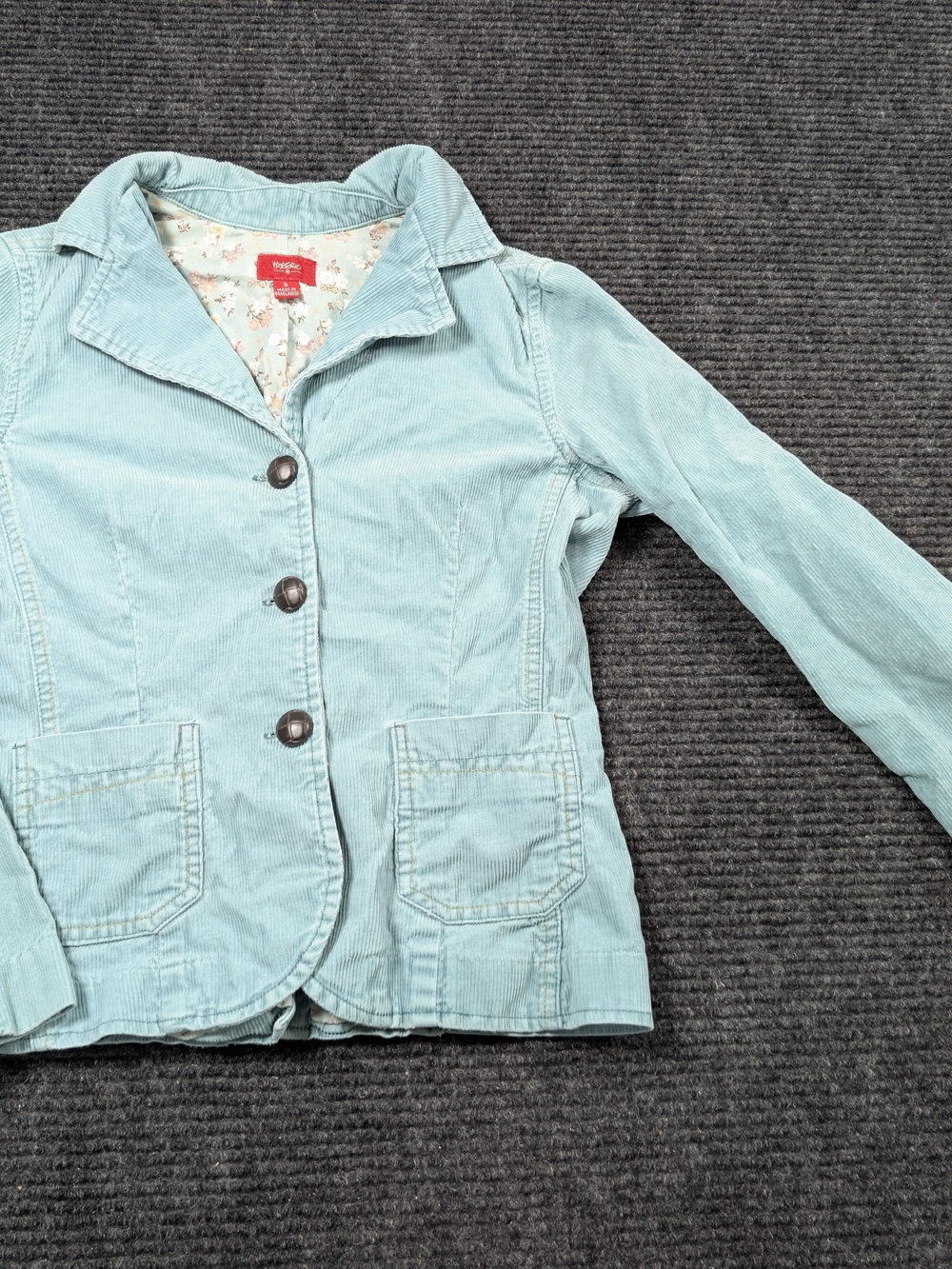 Vintage Mossimo Teal Corduroy Blazer Jacket w/ Floral Lining - Size S